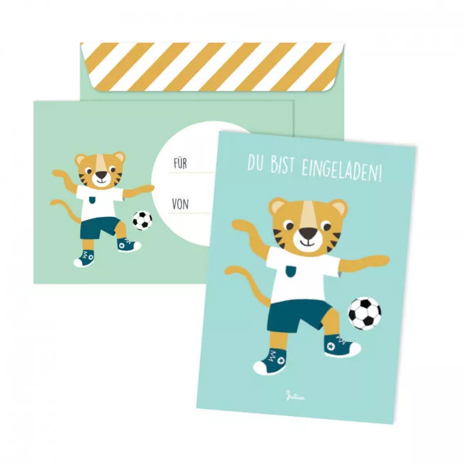 Einladungskarte zum Geburtstag - Typ Fußballverrückter Tiger - JulicaDesign